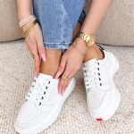 Skórzane sneakersy na grubej podeszwie Białe – Boldoria 1