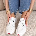 Skórzane sneakersy na grubej podeszwie Białe – Boldoria 2