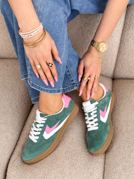 Skórzane sneakersy sportowe Zielone – Sportelle 1