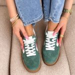 Skórzane sneakersy sportowe Zielone – Sportelle 3