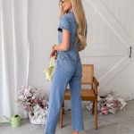 Kombinezon damski denim z krótkim rękawem Jeansowy – Denimora Suit 2