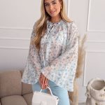 Bluzka z motywem kwiatowym Błękitna – Florique 1