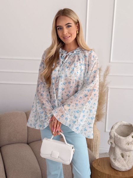 Bluzka z motywem kwiatowym Błękitna – Florique 1