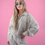 Kurtka sztruksowa zapinana na napy Beżowa – Cordessa 4