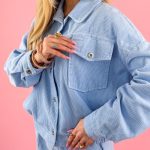 Kurtka sztruksowa zapinana na napy Błękitna – Cordessa 4