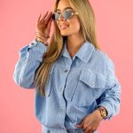 Kurtka sztruksowa zapinana na napy Błękitna – Cordessa 2