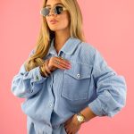 Kurtka sztruksowa zapinana na napy Błękitna – Cordessa 1