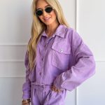 Kurtka sztruksowa zapinana na napy Liliowa – Cordessa 3