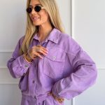 Kurtka sztruksowa zapinana na napy Liliowa – Cordessa 2