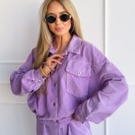 Kurtka sztruksowa zapinana na napy Liliowa – Cordessa 1