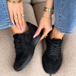 Sneakersy skórzane wiązane Czarny – Lacoria 1