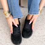 Sneakersy skórzane wiązane Czarny – Lacoria 3