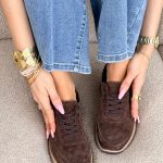 Sneakersy skórzane wiązane Czekoladowy – Lacoria 3