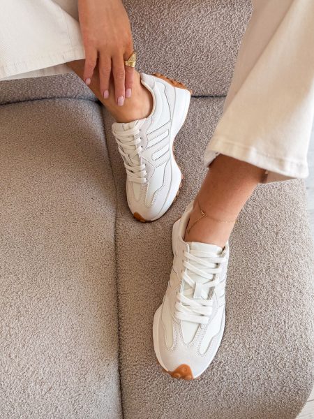 Sneakersy skórzane z przedłużoną podeszwą Beżowy – Longstepa 4