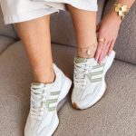 Sneakersy skórzane z przedłużoną podeszwą Oliwkowy – Longstepa 1