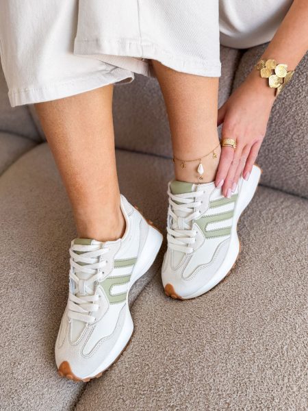 Sneakersy skórzane z przedłużoną podeszwą Oliwkowy – Longstepa 1