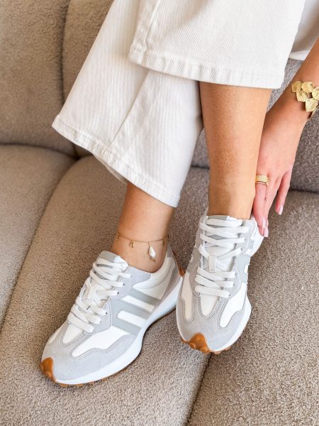 Sneakersy skórzane z przedłużoną podeszwą Szary – Longstepa 1