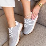 Sneakersy skórzane na traperowej podeszwie Szary – Trekkera 1