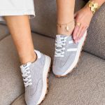 Sneakersy skórzane na traperowej podeszwie Szary – Trekkera 2