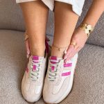 Sneakersy skórzane na traperowej podeszwie Różowy – Trekkera 4