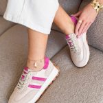 Sneakersy skórzane na traperowej podeszwie Różowy – Trekkera 1