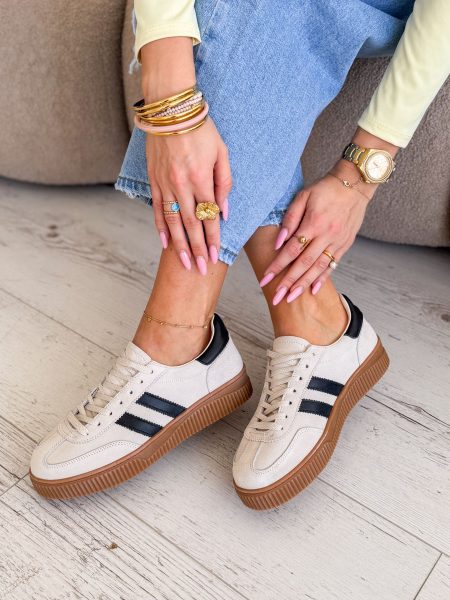 Skórzane sneakersy na platformie Biały – Levoria 1