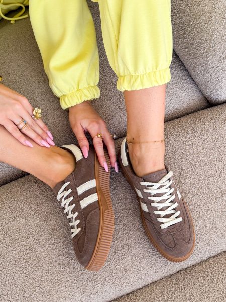 Skórzane sneakersy na platformie Czekoladowy – Levoria 4