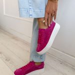 Sneakersy skórzane ażurowe Fuksjowy – Perfora 1