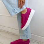 Sneakersy skórzane ażurowe Fuksjowy – Perfora 2