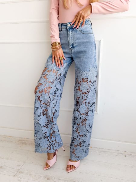 Spodnie jeansowe z koronką – Lacevera 2