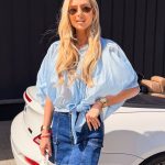 Bluzka koszulowa oversize zwiewna Błękitna – Airyra 2