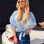 Bluzka koszulowa oversize zwiewna Błękitna – Airyra 1