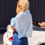 Bluzka koszulowa oversize zwiewna Błękitna – Airyra 3
