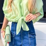 Bluzka koszulowa oversize zwiewna Pistacjowa – Airyra 4