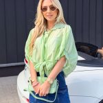 Bluzka koszulowa oversize zwiewna Pistacjowa – Airyra 3