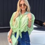 Bluzka koszulowa oversize zwiewna Pistacjowa – Airyra 1
