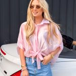 Bluzka koszulowa oversize zwiewna Różowa – Airyra 3