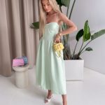 Sukienka midi na ramiączkach z gorsetowa górą Pistacjowy – Corsia 2