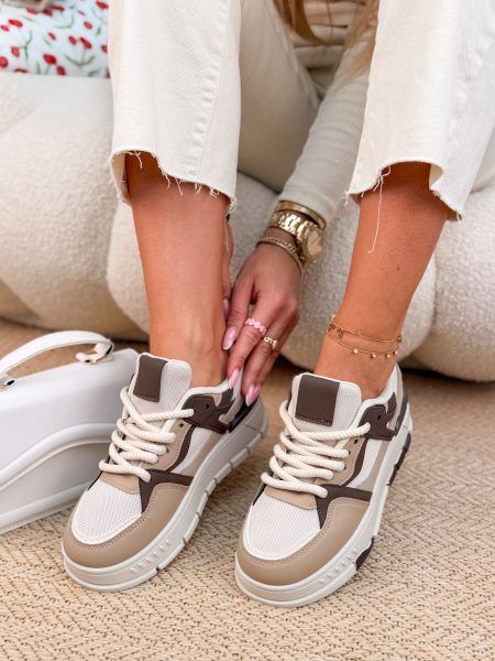 Masywne sneakersy z grubą podeszwą i sznurówkami Czekoladowe – Chunkera 1