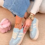 Sneakersy zamszowe na białej podeszwie Błękitne – Suwhite 3