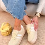 Sneakersy zamszowe na białej podeszwie Bananowe – Suwhite 3