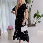 Sukienka maxi z wiskozy wiązana w talii Czarny – Vismara 6