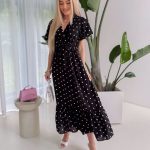 Sukienka maxi z wiskozy wiązana w talii Czarny – Vismara 3