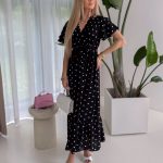 Sukienka maxi z wiskozy wiązana w talii Czarny – Vismara 2
