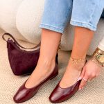 Klasyczne baleriny skórzane Bordowe – Classic Leather 1