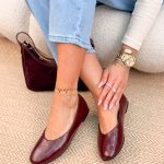 Klasyczne baleriny skórzane Bordowe – Classic Leather 3