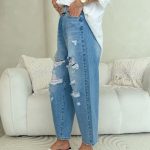 Spodnie jeansowe balloon fit z dziurami – Rivora 4