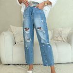 Spodnie jeansowe balloon fit z dziurami – Rivora 3