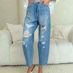 Spodnie jeansowe balloon fit z dziurami – Rivora 1