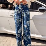 Spodnie jeansowe wide leg w kwiaty – Bloomera 1